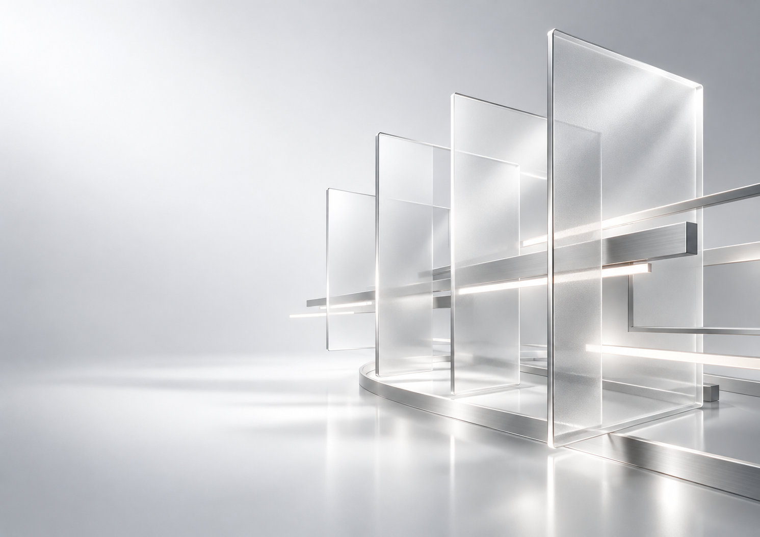 Abstract silver artwork suggesting media planning and publishing